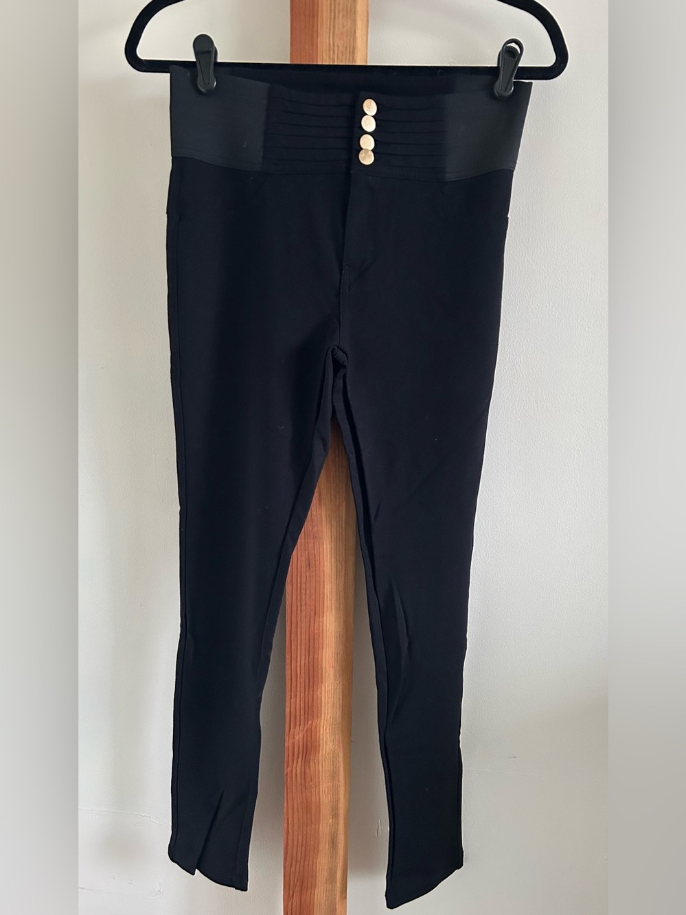 Ci Sono Black Leggings with Gold Buttons